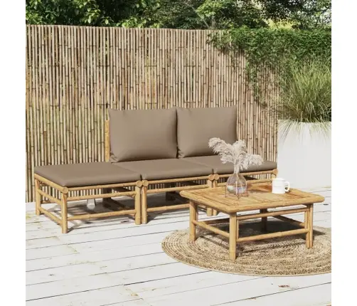 Sodo Komplektas Su Taupe Pagalvėlėmis, 4 Dalių, Bambukas