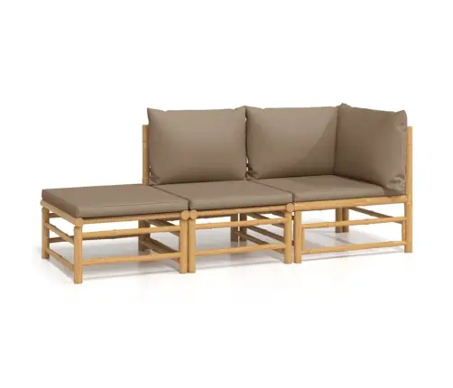 Sodo Komplektas Su Taupe Pagalvėlėmis, 3 Dalių, Bambukas