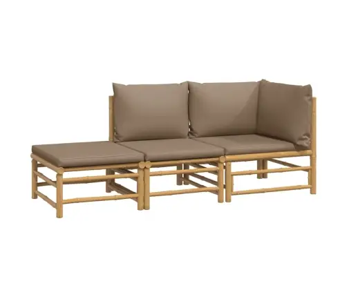 Sodo Komplektas Su Taupe Pagalvėlėmis, 3 Dalių, Bambukas