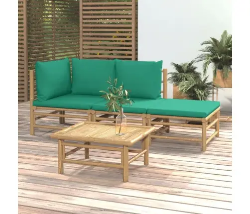 4-Daļīgs Dārza Atpūtas Mēbeļu Komplekts Ar Matračiem, Bambuss Vidaxl