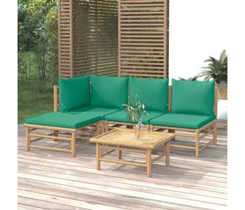 5-Daļīgs Dārza Atpūtas Mēbeļu Komplekts Ar Matračiem, Bambuss Vidaxl