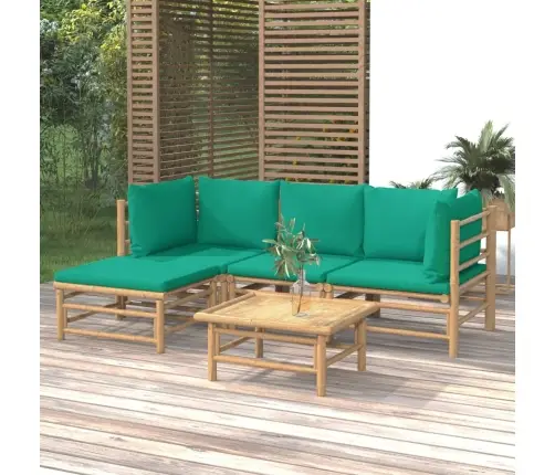 5-Daļīgs Dārza Atpūtas Mēbeļu Komplekts Ar Matračiem, Bambuss Vidaxl