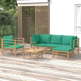 Sodo Komplektas Su Žaliomis Pagalvėlėmis, 6 Dalių, Bambukas