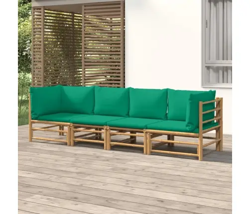 4-Daļīgs Dārza Atpūtas Mēbeļu Komplekts Ar Matračiem, Bambuss Vidaxl