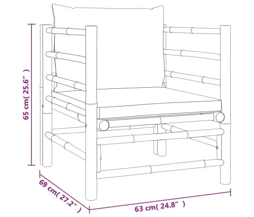 5-Osaline Aiamööbli Komplekt Roheliste Patjadega, Bambus