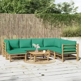 Sodo Komplektas Su Žaliomis Pagalvėlėmis, 8 Dalių, Bambukas