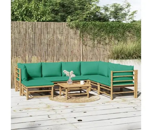 Sodo Komplektas Su Žaliomis Pagalvėlėmis, 8 Dalių, Bambukas