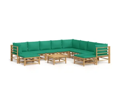 11-Daļīgs Dārza Atpūtas Mēbeļu Komplekts Ar Matračiem, Bambuss Vidaxl