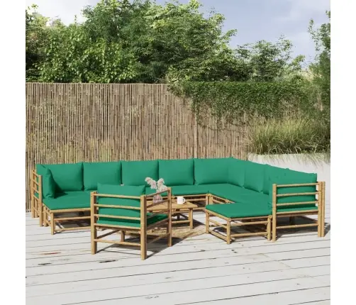 12-Daļīgs Dārza Atpūtas Mēbeļu Komplekts Ar Matračiem, Bambuss Vidaxl