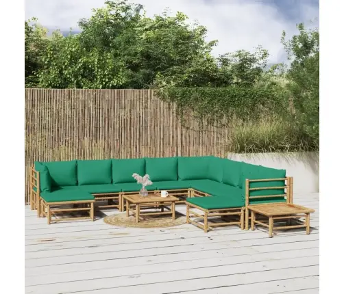 12-Daļīgs Dārza Atpūtas Mēbeļu Komplekts Ar Matračiem, Bambuss Vidaxl