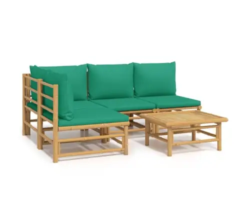 5-Daļīgs Dārza Atpūtas Mēbeļu Komplekts Ar Matračiem, Bambuss Vidaxl