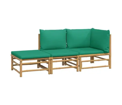 3-Daļīgs Dārza Atpūtas Mēbeļu Komplekts Ar Matračiem, Bambuss Vidaxl