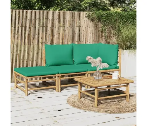 3-Daļīgs Dārza Atpūtas Mēbeļu Komplekts Ar Matračiem, Bambuss Vidaxl