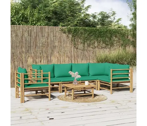 7-Daļīgs Dārza Atpūtas Mēbeļu Komplekts Ar Matračiem, Bambuss Vidaxl