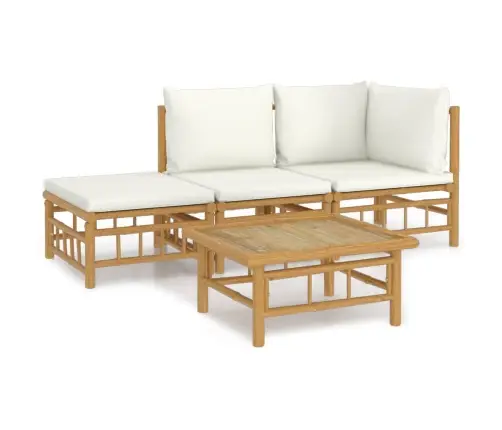 Sodo Komplektas Su Kreminėmis Pagalvėlėmis, 4 Dalių, Bambukas