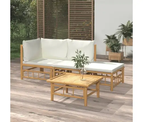 Sodo Komplektas Su Kreminėmis Pagalvėlėmis, 4 Dalių, Bambukas