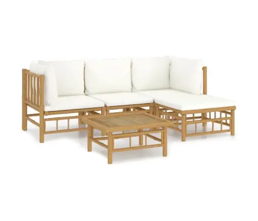 Sodo Komplektas Su Kreminėmis Pagalvėlėmis, 5 Dalių, Bambukas