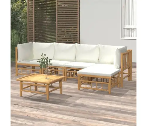 6-Daļīgs Dārza Atpūtas Mēbeļu Komplekts Ar Matračiem, Bambuss Vidaxl