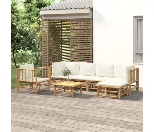 7-Daļīgs Dārza Atpūtas Mēbeļu Komplekts Ar Matračiem, Bambuss Vidaxl