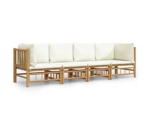 4-Daļīgs Dārza Atpūtas Mēbeļu Komplekts Ar Matračiem, Bambuss Vidaxl