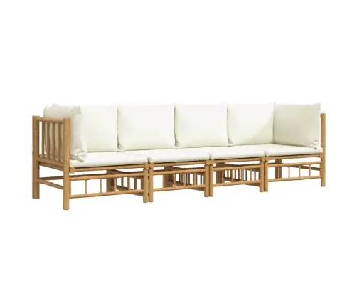 4-Daļīgs Dārza Atpūtas Mēbeļu Komplekts Ar Matračiem, Bambuss Vidaxl