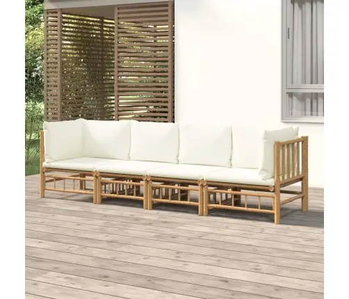 4-Daļīgs Dārza Atpūtas Mēbeļu Komplekts Ar Matračiem, Bambuss Vidaxl