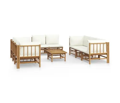 Sodo Komplektas Su Kreminėmis Pagalvėlėmis, 9 Dalių, Bambukas