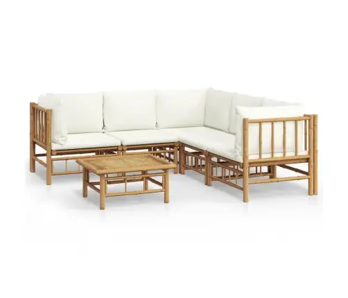 6-Daļīgs Dārza Atpūtas Mēbeļu Komplekts Ar Matračiem, Bambuss Vidaxl