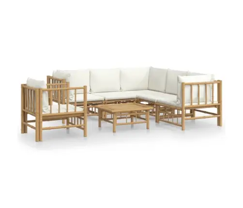 7-Daļīgs Dārza Atpūtas Mēbeļu Komplekts Ar Matračiem, Bambuss Vidaxl