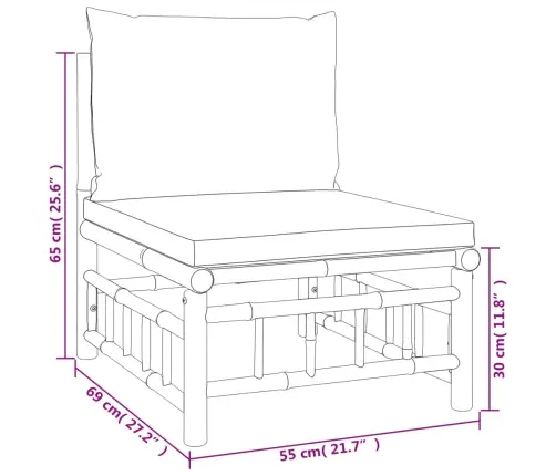 8-Osaline Aiamööbli Komplekt Kreemjasvalgete Patjadega, Bambus