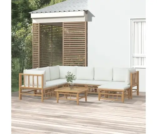 8-Daļīgs Dārza Atpūtas Mēbeļu Komplekts Ar Matračiem, Bambuss Vidaxl