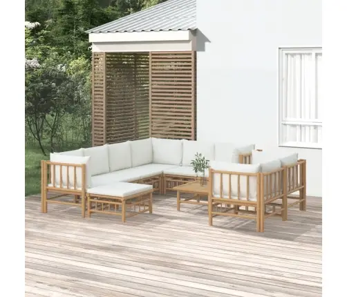 10-Daļīgs Dārza Atpūtas Mēbeļu Komplekts Ar Matračiem, Bambuss Vidaxl