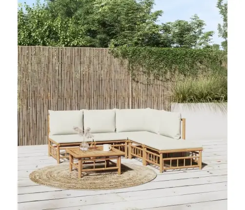 Sodo Komplektas Su Kreminėmis Pagalvėlėmis, 6 Dalių, Bambukas