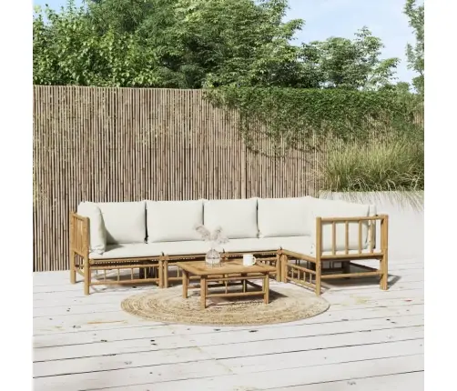 6-Daļīgs Dārza Atpūtas Mēbeļu Komplekts Ar Matračiem, Bambuss Vidaxl