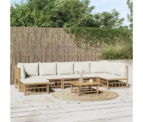 8-Daļīgs Dārza Atpūtas Mēbeļu Komplekts Ar Matračiem, Bambuss Vidaxl