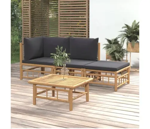 4-Daļīgs Dārza Atpūtas Mēbeļu Komplekts Ar Matračiem, Bambuss Vidaxl