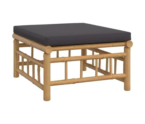 5-Osaline Aiamööbli Komplekt Tumehallide Patjadega, Bambus