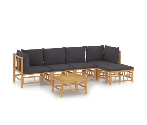 6-Daļīgs Dārza Atpūtas Mēbeļu Komplekts Ar Matračiem, Bambuss Vidaxl