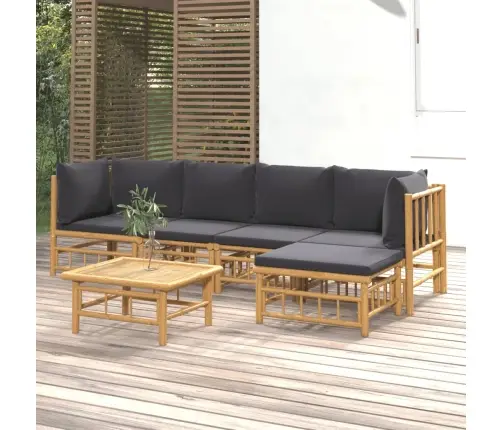 6-Daļīgs Dārza Atpūtas Mēbeļu Komplekts Ar Matračiem, Bambuss Vidaxl