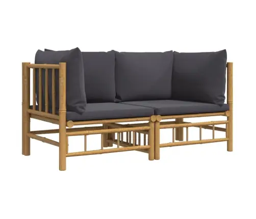 Kampinės Sodo Sofos Dalys Su Pagalvėlėmis, 2Vnt., Bambukas