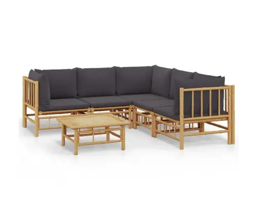 6-Daļīgs Dārza Atpūtas Mēbeļu Komplekts Ar Matračiem, Bambuss Vidaxl