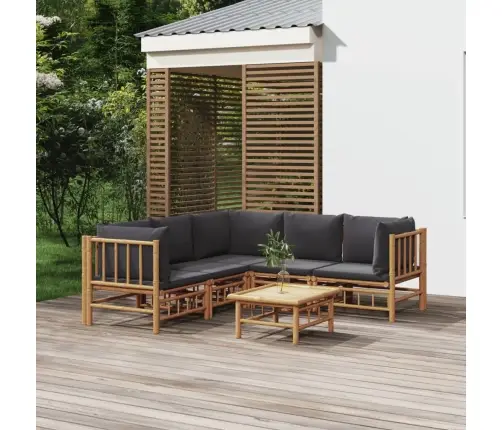 6-Daļīgs Dārza Atpūtas Mēbeļu Komplekts Ar Matračiem, Bambuss Vidaxl