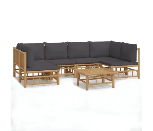 7-Daļīgs Dārza Atpūtas Mēbeļu Komplekts Ar Matračiem, Bambuss Vidaxl