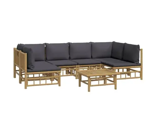 7-Daļīgs Dārza Atpūtas Mēbeļu Komplekts Ar Matračiem, Bambuss Vidaxl