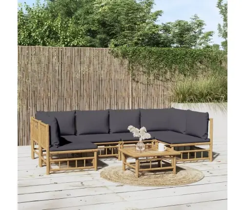 7-Daļīgs Dārza Atpūtas Mēbeļu Komplekts Ar Matračiem, Bambuss Vidaxl