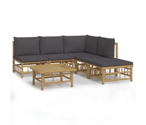 6-Daļīgs Dārza Atpūtas Mēbeļu Komplekts Ar Matračiem, Bambuss Vidaxl