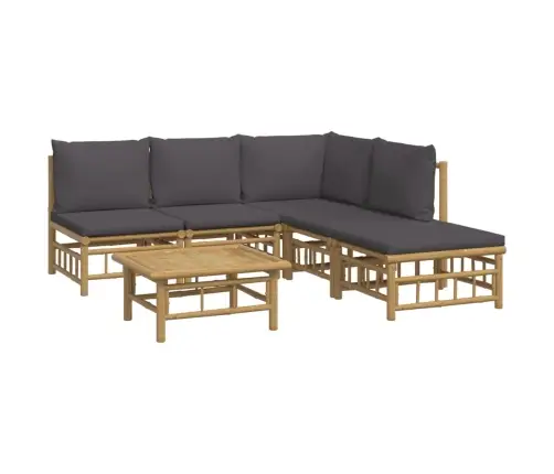 6-Daļīgs Dārza Atpūtas Mēbeļu Komplekts Ar Matračiem, Bambuss Vidaxl