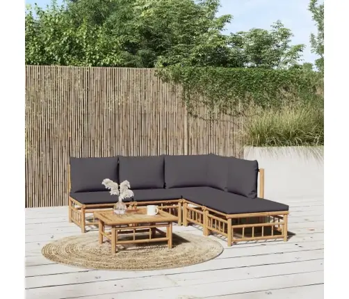 6-Daļīgs Dārza Atpūtas Mēbeļu Komplekts Ar Matračiem, Bambuss Vidaxl