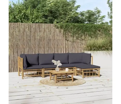 6-Daļīgs Dārza Atpūtas Mēbeļu Komplekts Ar Matračiem, Bambuss Vidaxl