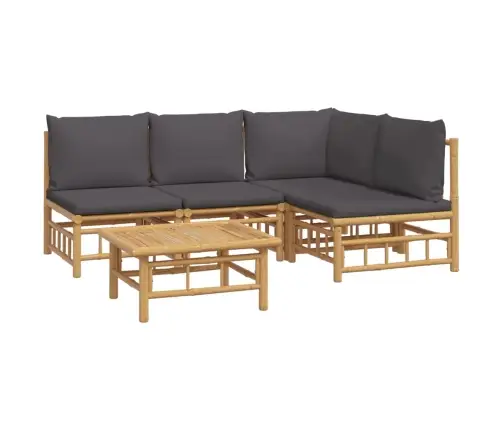 5-Daļīgs Dārza Atpūtas Mēbeļu Komplekts Ar Matračiem, Bambuss Vidaxl